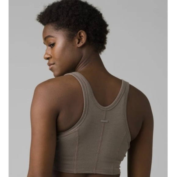 Prana Becksa Bralette Taupe Tan Ribbed Size Small Yoga Workout Gym Crop Top - Picture 3 of 10